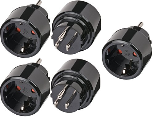 5 Stück Brennenstuhl Reisestecker/-adapter Schutzkontakt für USA, Japan schwarz, 1508550 von Brennenstuhl
