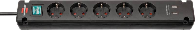 BRE 1150660315 - Bremounta Steckdosenleiste 5-fach, USB, schwarz von Brennenstuhl