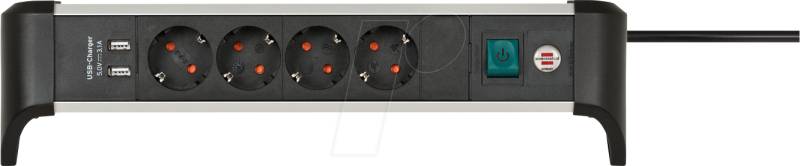 BRE 1391040410 - Steckdosenleiste, 4-fach, mit USB, mit 1,8m Kabel von Brennenstuhl