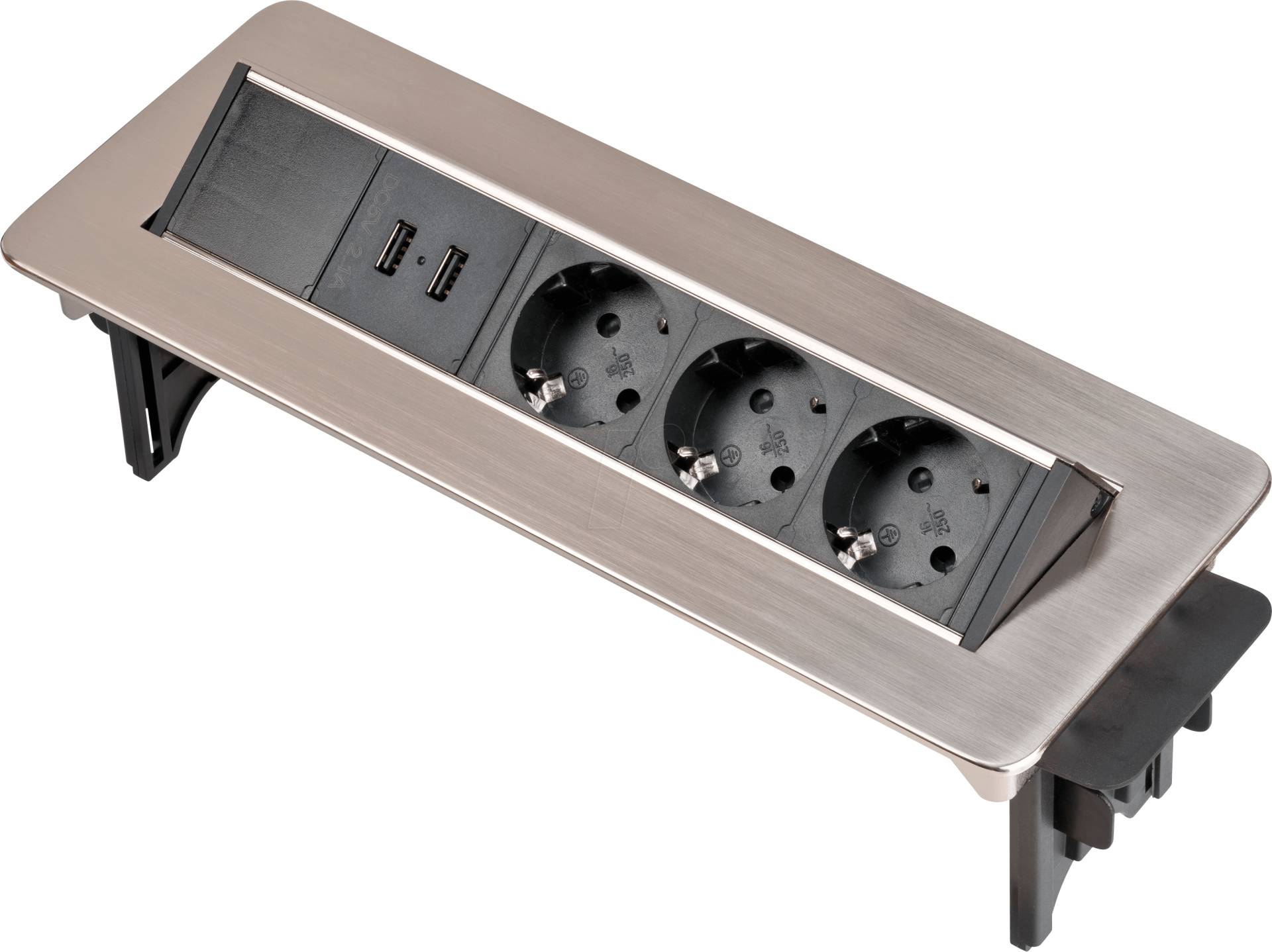 BRE 1396200113 - Tischsteckdose, 3-fach, Typ F, 2 x USB, schwarz von Brennenstuhl