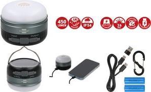 Brennenstuhl Akku Solar LED Outdoor Leuchte OLI 400 AS (Campinglampe IP54 mit 450lm, bis zu 70h Leuchtdauer, Schaltstufen, dimmbar, 2 austauschbare Li-Ion-Akkus 18500, Powerbank, USB C Ladekabel) (1173740004) von Brennenstuhl