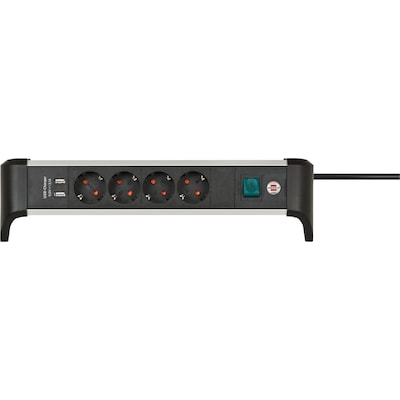 Brennenstuhl Alu-Office-Line Steckdosenleiste 4-fach 1,8m 2x USB silber/schwarz Brennenstuhl Alu-Office-Line Steckdosenleiste 4-fach 1,8m 2x USB silber/schwarz von Brennenstuhl