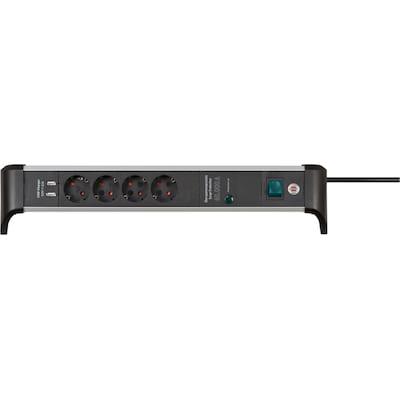 Brennenstuhl Alu-Office-Line Steckdosenleiste 4fach 1,8m mit 2x USB silb/schwarz von Brennenstuhl