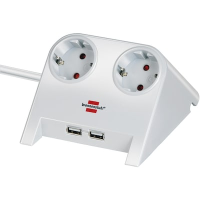 Brennenstuhl Desktop Power 2-fach + 2x USB 2.0 Charger 2100mA weiss von Brennenstuhl