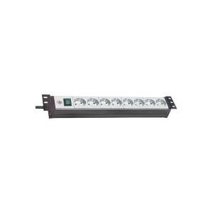 Brennenstuhl Premium-Line 48,30cm (19)-Steckdosenleiste, 8-fach, mit Schalter (beleuchtet), Premium-Line 48,30cm (19) Steckdose für Schaltschränke, Stabile, formschöne Kompaktleiste aus hochbruchfestem Kunststoff, Schutzkontakt-Steckdosen in 45°-Anordnung, auch für Winkelstecker, Länge ca. 48 cm, Kabellänge 3 m, Kabel H05VV-F 3G1,5 (1156057018) von Brennenstuhl