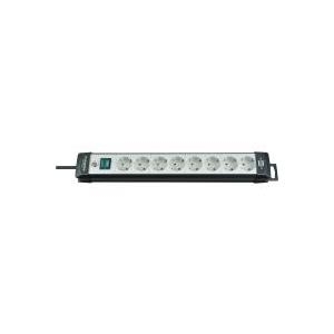 Brennenstuhl Premium-Line extension socket H05VV-F 3G1,5 - Verlängerungsschnur - Eingabe, Eingang Stromversorgung - Ausgangsbuchsen: 8 (Stromversorgung) - 3,0m - Schwarz, Hellgrau (1951580100) von Brennenstuhl