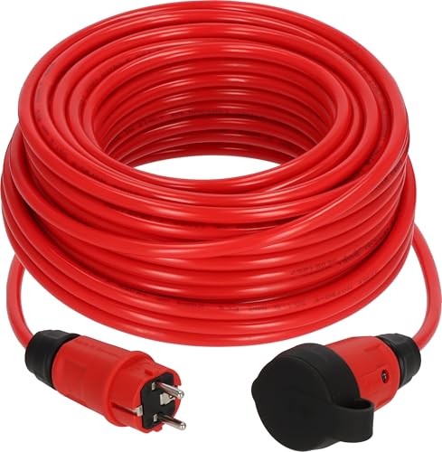 Brennenstuhl Professional Verlängerungskabel VQ 2100 IP44 (25m Kabel H07BQ-F 3G1,5 in rot, Baustelleneinsatz und ständiger Einsatz im Freien, Made in Germany) von Brennenstuhl