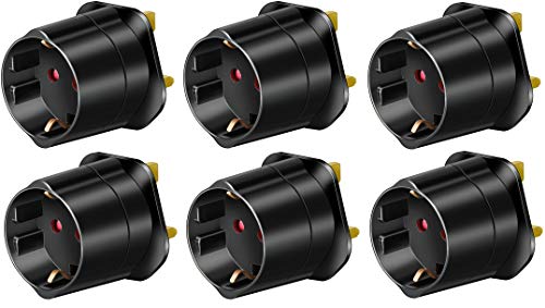 Brennenstuhl Reisestecker/Reiseadapter (Reise-Steckdosenadapter für: England Steckdose und Euro Stecker) Farbe: schwarz (6x, schwarz) von Brennenstuhl