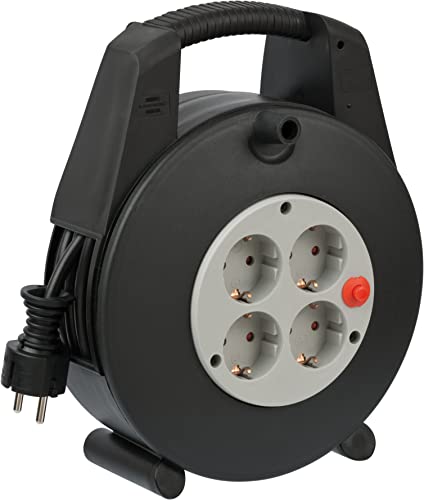 Brennenstuhl Vario Line Kabelbox 4-fach/Mini-Kabeltrommel (15m Kabel, Made in Germany) schwarz/grau von Brennenstuhl