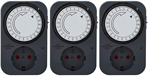 Brennenstuhl Zeitschaltuhr MZ 20, mechanische Timer-Steckdose (Tages-Zeitschaltuhr mit erh?htem Ber?hrungsschutz) grau (3) von Brennenstuhl