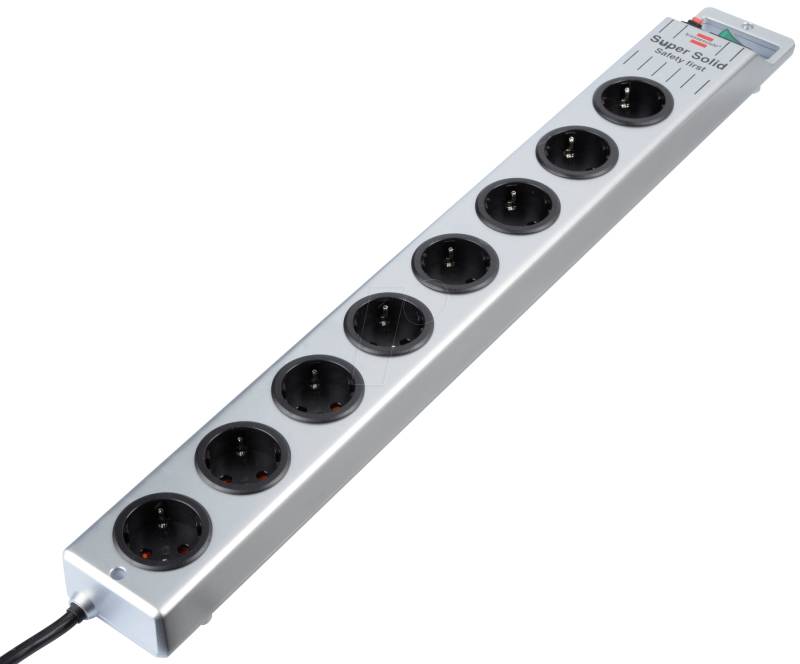 EL SOLID 8 - Super-Solid, Steckdosenleiste 8-fach 2,5 m, schwarz/silber von Brennenstuhl