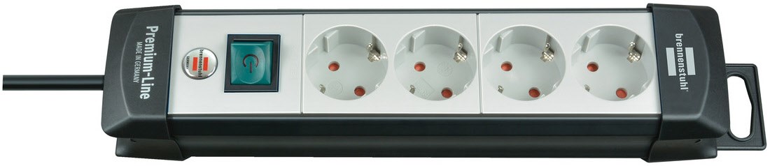 Premium-Line Steckdosenleiste 4-fach (5m) mit Schalter schwarz/grau von Brennenstuhl