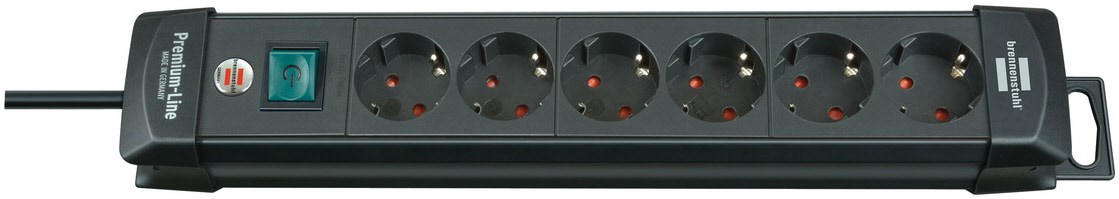 Premium-Line Steckdosenleiste 6-fach (3m) mit Schalter schwarz von Brennenstuhl