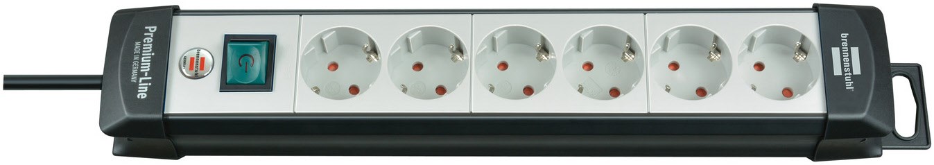 Premium-Line Steckdosenleiste 6-fach (5m) mit Schalter schwarz/grau von Brennenstuhl