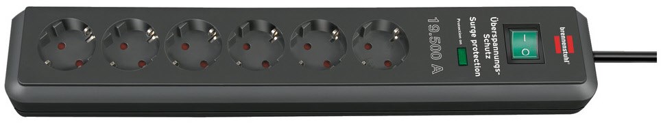 Secure-Tec Steckdosenleiste 6-fach (2m) mit Schalter antharzit von Brennenstuhl