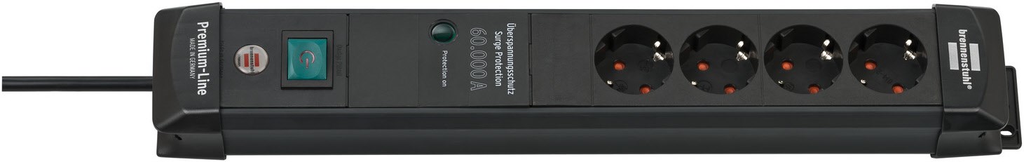 Steckdosenleiste 4-fach (1,8m) Premium-Line schwarz von Brennenstuhl