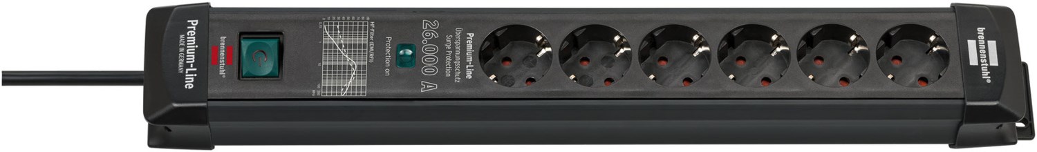 Steckdosenleiste 6-fach (1,8m) Premium-Line schwarz von Brennenstuhl
