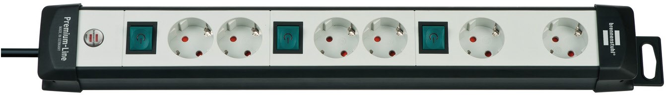 Steckdosenleiste 6-fach (3m) Premium-Line schwarz/lichtgrau von Brennenstuhl
