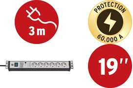 brennenstuhl 48,30cm (19) Steckdosenleiste Premium-Line, 6-fach - für den Markt: D / NL / A / L - 1 Stück (1156057696) von Brennenstuhl