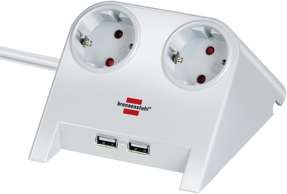 brennenstuhl Tischsteckdose , Desktop-Power, , 2-fach, 2 x USB von Brennenstuhl