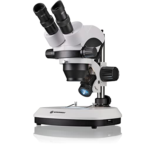 Bresser 3D Stereo Auflicht und Durchlicht Mikroskop Science ETD-101 mit 7-45x Vergrößerung, 360° drehbarem binokularem Mikroskopkopf, Stereo-Zoomobjektiv und starker Halogenbeleuchtung von Bresser