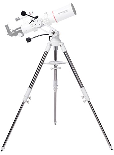Bresser Azimutale Teleskop Montierung Twilight I mit 3-Bein-Stativ aus Edelstahl, flexiblen Antriebswellen und universeller GP-Prismenaufnahme mit einer Traglast von bis zu 8 kg, weiß von Bresser