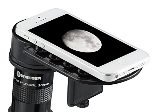 Bresser Deluxe Smartphone-Adapter für Teleskope und Mikroskope mit großem Einstellbereich des Okulardurchmesser und flexibler Höhenverstellung via Feintrieb, schwarz von Bresser