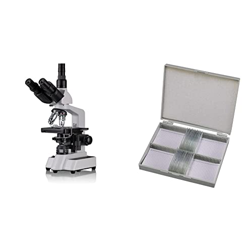 Bresser Durchlicht Mikroskop Researcher Trino 40x-1000x Vergrößerung für gehobene Ansprüche & Dauerpräparate für Mikroskop (25 Stück), vorgefertigte und konservierte Präparate zu verschiedenen Themen von Bresser