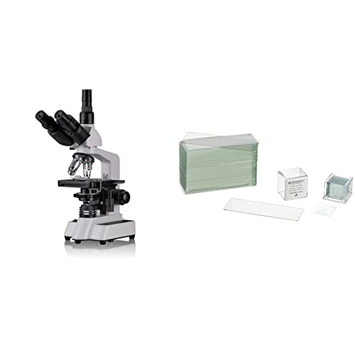 Bresser Durchlicht Mikroskop Researcher Trino 40x-1000x Vergrößerung für gehobene Ansprüche & Mikroskop Objektträger/Deckgläser von Bresser