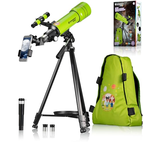 Bresser Junior Kinder-Teleskop Einsteiger 70/400, astronomisches Linsen-Teleskop für Kinder ab 8 Jahren, mit Rucksack, Zubehör & Smartphone-Halterung von Bresser