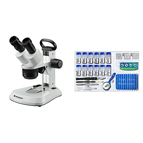 Bresser Mikroskop Analyth STR 10x-40x Stereo Auflicht- und Durchlicht Mikroskop & Junior Experimentier-Set mit Objektgläsern, Lupe, Mikroskopierbesteck, Garnelenbrutanlage und verschiedenen Präparaten von Bresser