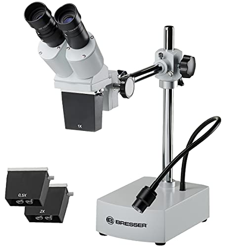 Bresser Mikroskop Biorit ICD-CS 5x-20x Auflicht Stereo Mikroskop mit 3 Wechselobjektiven, LED und 230mm Arbeitsabstand ,weiß von Bresser