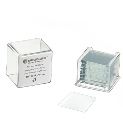 Bresser Deckgläser 22 x 22 mm - 100 Stück - Hochwertiges Mikroskop Zubehör für Präzise Mikroskopie Ergebnisse von Bresser