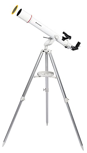 Bresser Refraktor Teleskop NANO AR-70/700 AZ mit Aluminium 3-Bein-Stativ, Azimutaler Montierung, LED-Leuchtpunktsucher und Smartphone Kamera Adapter für Einsteiger ,Weiß von Bresser
