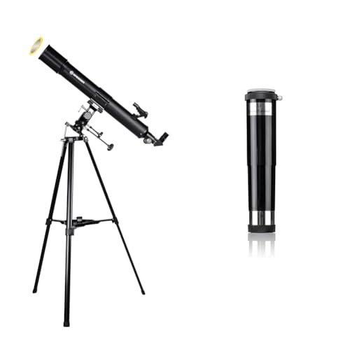Bresser Refraktor Teleskop Taurus NG 90/900 mit Smartphone Kamera Adapter und Objektiv-Sonnenfilter & Teleskop Umkehrlinse 1,5X 31,7 mm (1.25") für aufrechte und seitenrichtige Naturbeobachtungen von Bresser