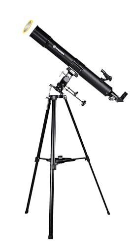 Bresser Refraktor Teleskop Taurus NG 90/900 mit Smartphone Kamera Adapter und hochwertigem Objektiv-Sonnenfilter, inklusive Stativ und umfangreichem Zubehör von Bresser