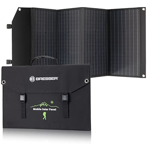 Bresser Solar Ladegerät 120W mit 1x DC- und 3x USB-A-Anschlüssen inkl. USB-A-Buchse mit QC3.0 zur Schnellladung, Solar-Panel als Ladegerät für Smartphones, Power-Stations etc. von Bresser