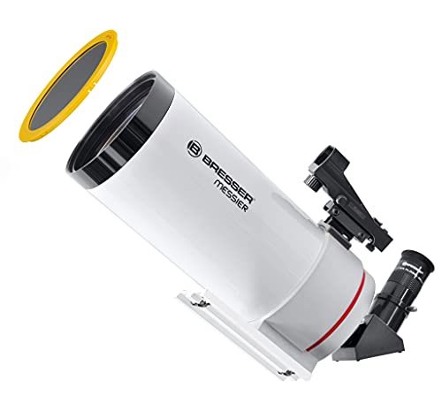 Bresser Teleskop Messier MC-100/1400 optischer Tubus mit SPL-Okular, LED-Sucherfernrohr, universeller Edelstahl-Klemmfläche für Montierungen und Astronomie-Software Stellarium, weiß von Bresser