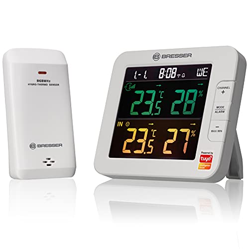 Bresser WLAN Smart Home 7-Kanal Tuya Funk Thermometer-Hygrometer mit Außensensor, mit integriertem Wecker, Weiß Bresser WLAN Smart Home 7-Kanal Tuya Funk Thermometer-Hygrometer mit Außensensor, mit integriertem Wecker, Weiß von Bresser