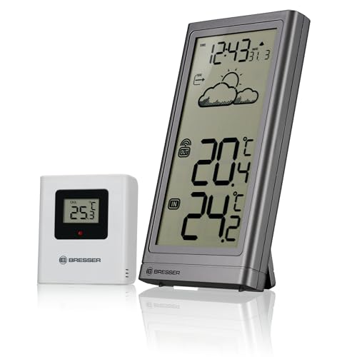 Bresser Wetterstation Funk mit Außensensor Meteo Temp, Thermometer mit Temperaturanzeige für Innen- und Außen, Wettervorhersage, mit ausklappbarem Standfuß und Wandhalterung, grau Bresser Wetterstation Funk mit Außensensor Meteo Temp, Thermometer mit Temperaturanzeige für Innen- und Außen, Wettervorhersage, mit ausklappbarem Standfuß und Wandhalterung, grau von Bresser
