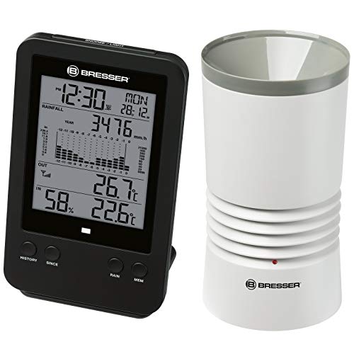 Bresser Wetterstation Funk mit Außensensor Profi Regenmesser Station mit DCF Funkuhr, Wecker mit Hintergrundlicht und Datenspeicherung von Tiefst- und Höchstwerten 20x11x11 cm Bresser Wetterstation Funk mit Außensensor Profi Regenmesser Station mit DCF Funkuhr, Wecker mit Hintergrundlicht und Datenspeicherung von Tiefst- und Höchstwerten 20x11x11 cm von Bresser
