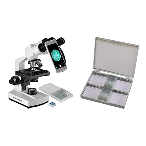 Bresser biologisches Durchlicht-Mikroskop, Erudit Basic Bino 40x-400x, Grob- und Feinfokussierung & Dauerpräparate für Mikroskop, vorgefertigte und konservierte Präparate zu verschiedenen Themen von Bresser