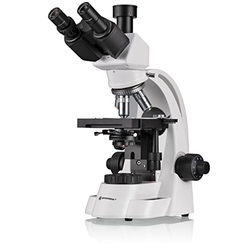 Bresser trinokulares Durchlicht Mikroskop BioScience Trino 40x-1000x Vergrößerung, mit Köhlerscher Beleuchtung, koaxialem Kreuztisch sowie Grob und Feinfokussierung, für gehobene Ansprüche, 5750600 von Bresser