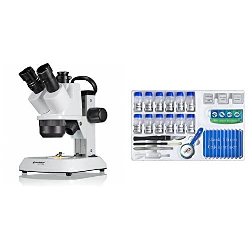 Bresser trinokulares Stereomikroskop Analyth STR Trino 10x - 40x & Junior Experimentier-Set mit Objektgläsern, Lupe, Mikroskopierbesteck, Garnelenbrutanlage und verschiedenen Präparaten von Bresser