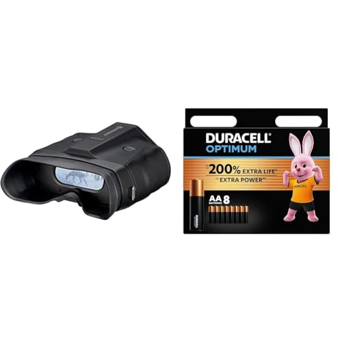 BresserdigitalesNachtsichtgerätBinokular3XNightlux200PromitdigitalemZoom(2-Fach),Infrarotbeleuchtung,großemDisplay,Foto-undVideo-Funktion + Duracell Optimum Batterien AA, 8 Stück, bis zu 200% zusätzli von Bresser