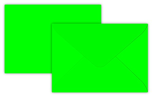 100 Briefumschläge B6 DIN 12,5 x 17,6 cm Neon Grün, Verschluss : Feuchtklebend mit Dreieck Lasche (Neon) ! Grammatur: 100 g/m² von Briefumschläge24Plus