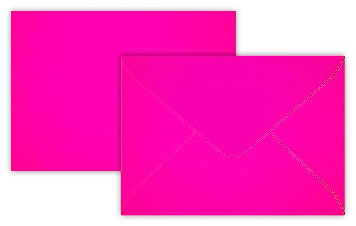 100 Briefumschläge B6 DIN 12,5 x 17,6 cm Neon Pink, Verschluss : Feuchtklebend mit Dreieck Lasche (Neon) ! Grammatur: 100 g/m² von Briefumschläge24Plus