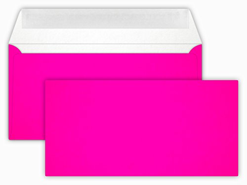 100 Briefumschläge NEON Pink Din lang 11 x 22 cm mit Haftstreifen, Grammatur 90 g/m² von Briefumschläge24Plus