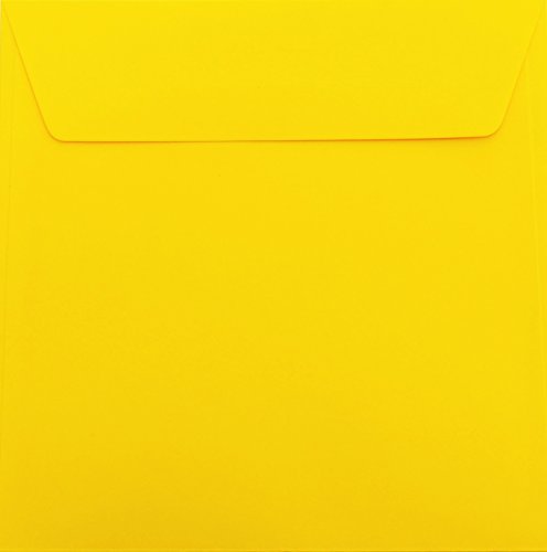 100 Quadratisch Briefumschläge 18 x 18 cm 180 x 180 mm Intensiv Gelb Verschluss: Kuverts mit Haftstreifen Grammatur: 120 g/m² von Briefumschläge24Plus