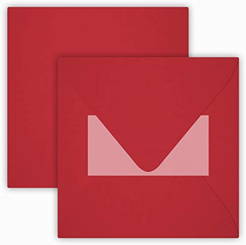 100 Quadratische Briefumschläge Farbe: Rot 15 x 15 cm 150 x 150 mm Selbstklebende mit Dreiecklasche Weltweit Einmalig ohne zu befeuchten der Umschläge von Briefumschläge24Plus